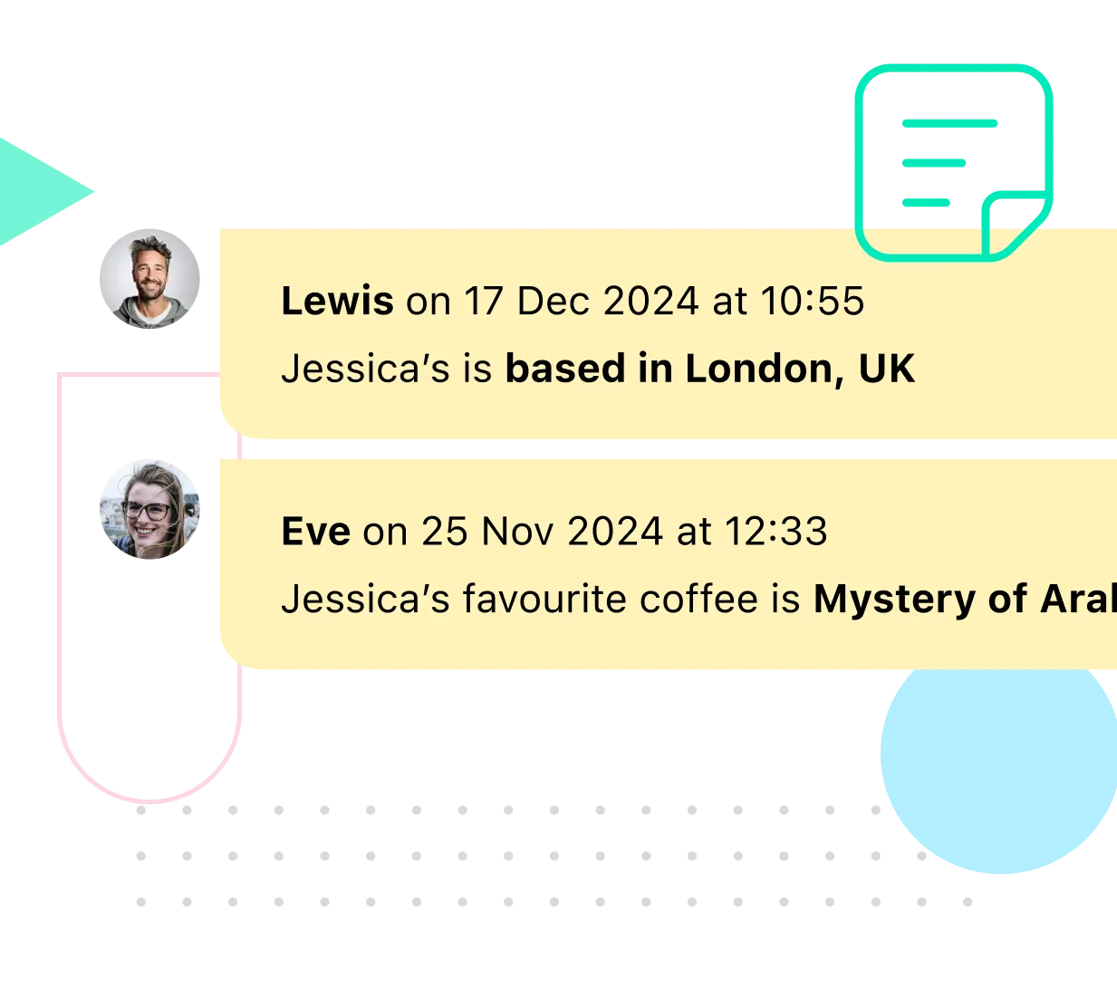 Screenshot for the customer notes